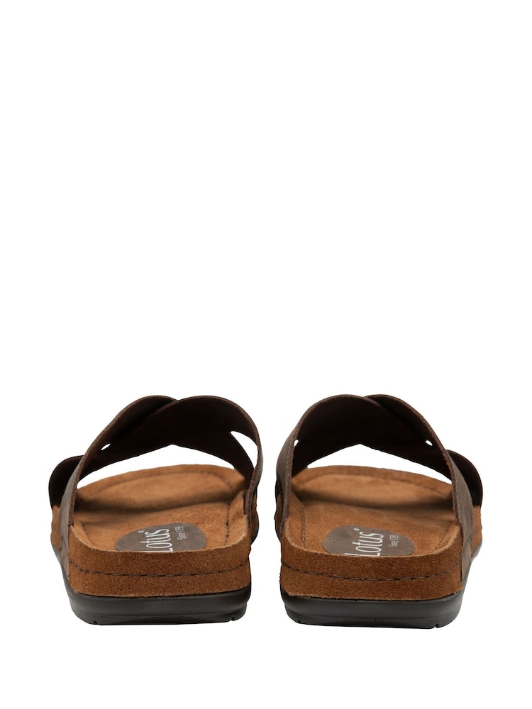 Lotus Brown Leather Mule Sandals - Image 3 of 4
