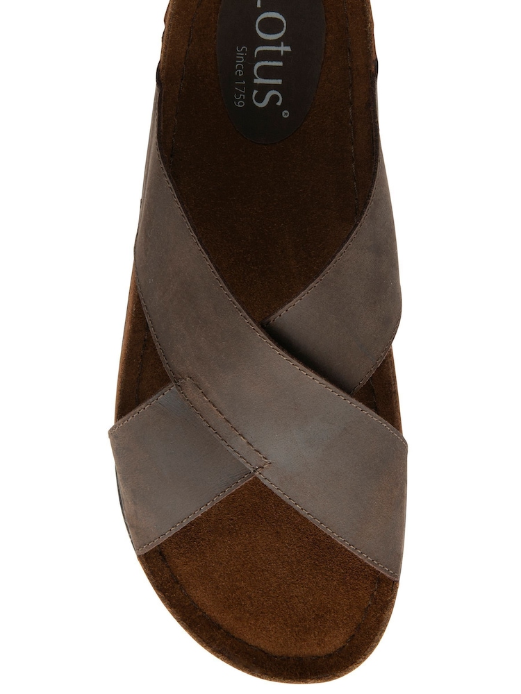 Lotus Brown Leather Mule Sandals - Image 4 of 4
