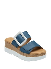 Lotus Blue Leather Mules Sandals - Image 1 of 4