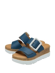 Lotus Blue Leather Mules Sandals - Image 2 of 4