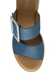 Lotus Blue Leather Mules Sandals - Image 4 of 4