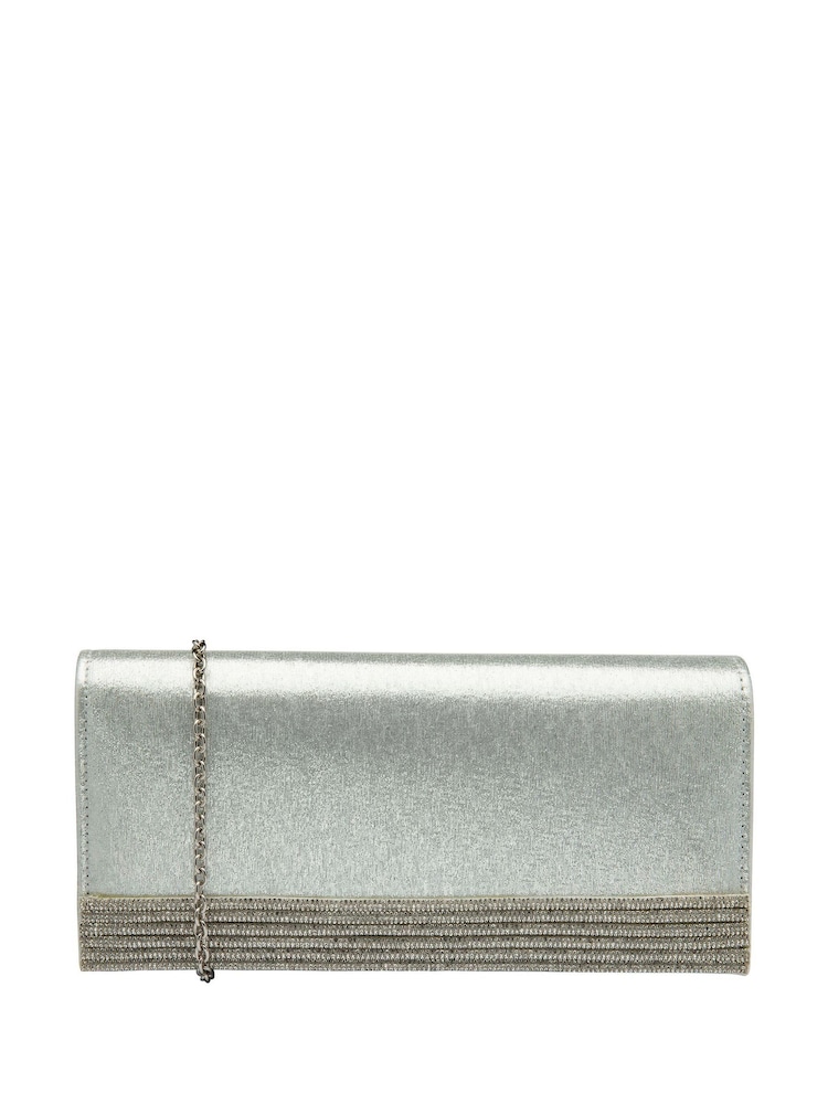 Silber - Lotus Clutch-Tasche mit Kette - Bild 1 von 4