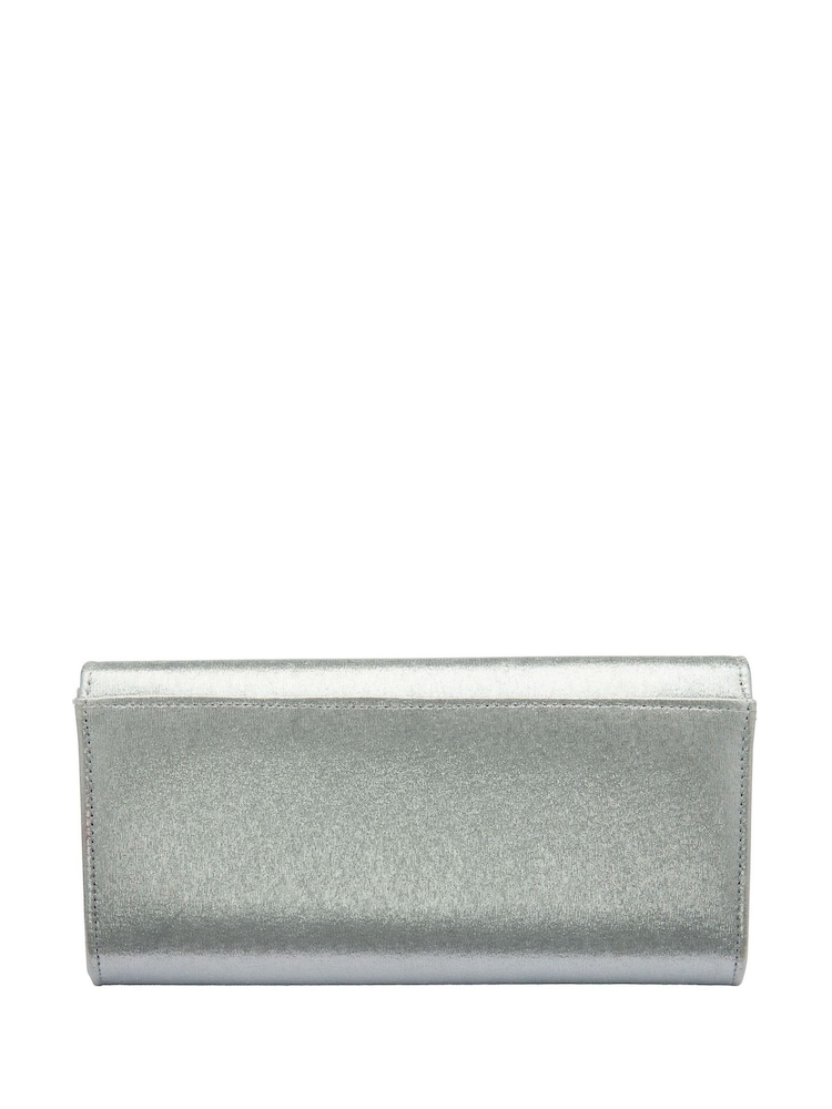 Silber - Lotus Clutch-Tasche mit Kette - Bild 2 von 4