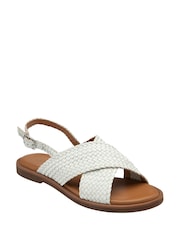 Lotus White Leather Slingback Sandals - Image 1 of 4