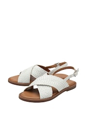 Lotus White Leather Slingback Sandals - Image 2 of 4