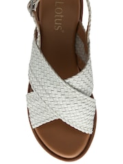 Lotus White Leather Slingback Sandals - Image 4 of 4