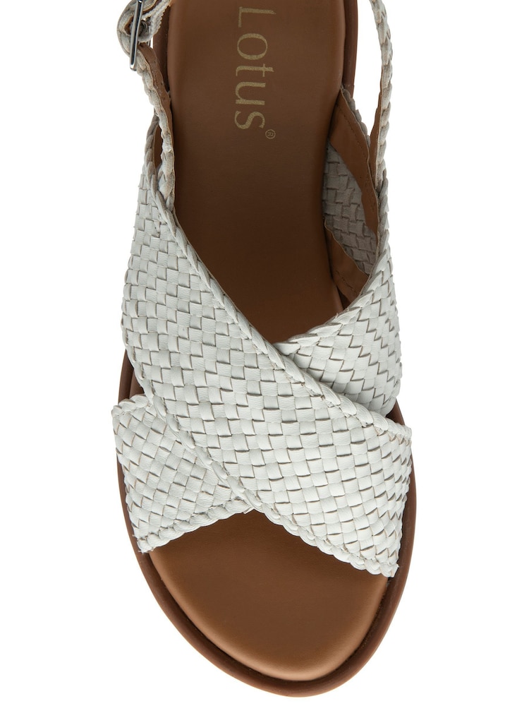 Lotus White Leather Slingback Sandals - Image 4 of 4