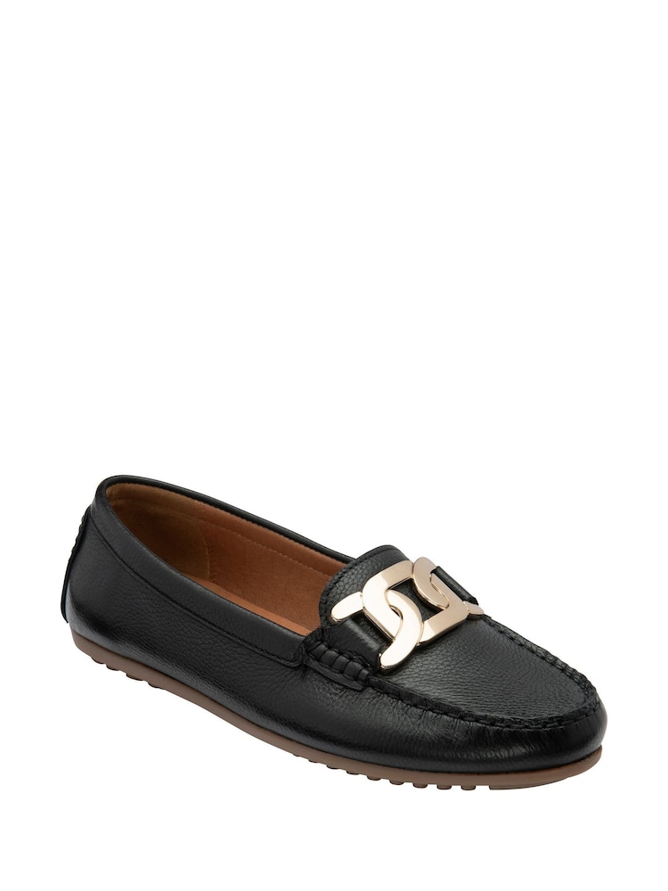 Lotus Black Leather Loafers - Image 1 of 4