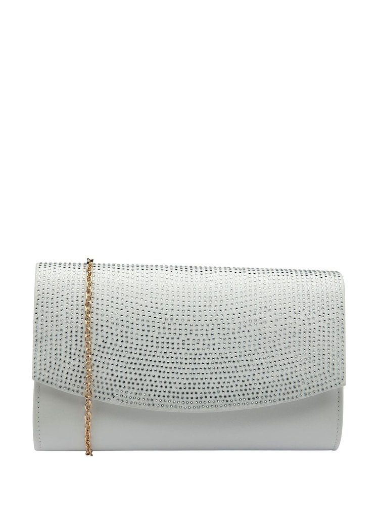 Lotus White Clutch Bag with Chain - Image 1 of 4