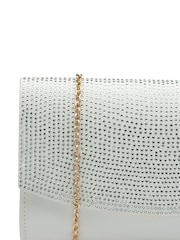 Lotus White Clutch Bag with Chain - Image 4 of 4