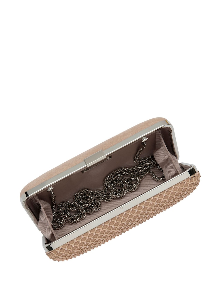 Lotus Nude Clutch Bag with Chain - Image 3 of 4