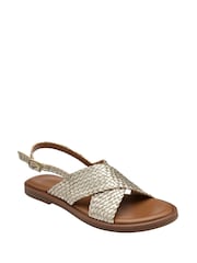 Lotus Gold Leather Slingback Sandals - Image 1 of 4