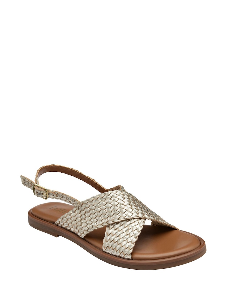 Lotus Gold Leather Slingback Sandals - Image 1 of 4