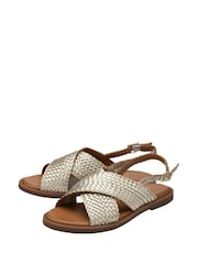 Lotus Gold Leather Slingback Sandals - Image 2 of 4