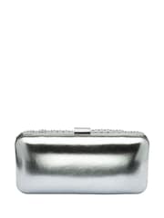 Lotus Silver Clutch Bag with Chain - Image 2 of 4