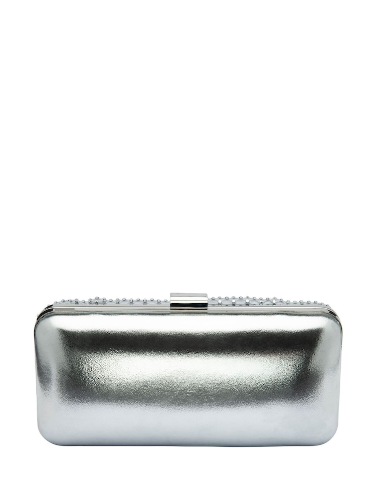 Lotus Silver Clutch Bag with Chain - Image 2 of 4