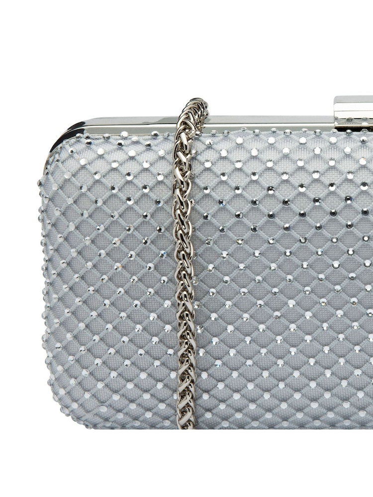 Lotus Silver Clutch Bag with Chain - Image 4 of 4