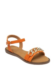 Lotus Orange Flat Ankle Strap Sandals - Image 1 of 4
