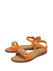 Lotus Orange Flat Ankle Strap Sandals - Image 2 of 4