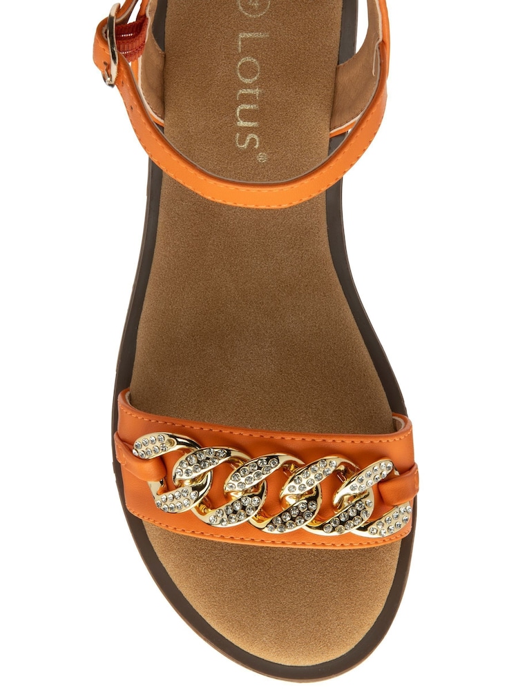 Lotus Orange Flat Ankle Strap Sandals - Image 4 of 4