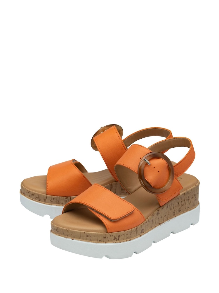 Lotus Orange Flatform Sandals - Image 2 of 4