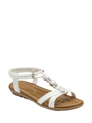 Lotus White Slip-Ons Flat Sandals - Image 1 of 4