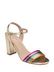 Lotus Gold Open Toe Heeled Sandals - Image 1 of 4