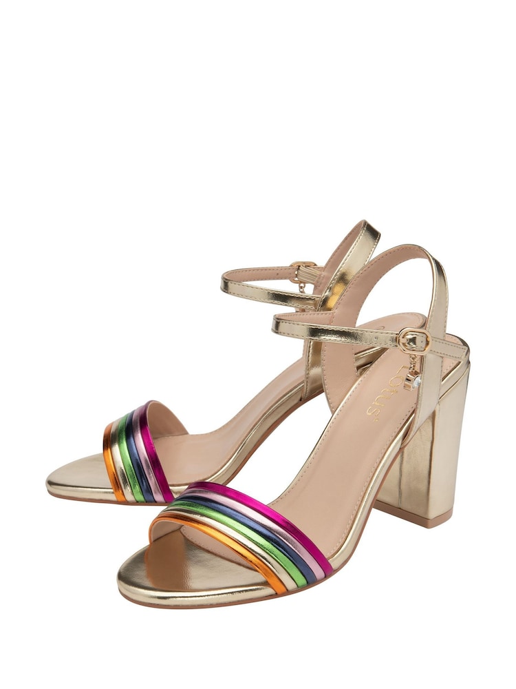 Lotus Gold Open Toe Heeled Sandals - Image 2 of 4