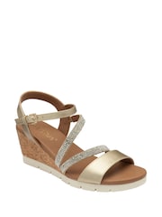 Lotus Gold Open Toe Wedges Sandals - Image 1 of 4