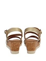Lotus Gold Open Toe Wedges Sandals - Image 3 of 4