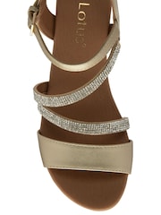 Lotus Gold Open Toe Wedges Sandals - Image 4 of 4