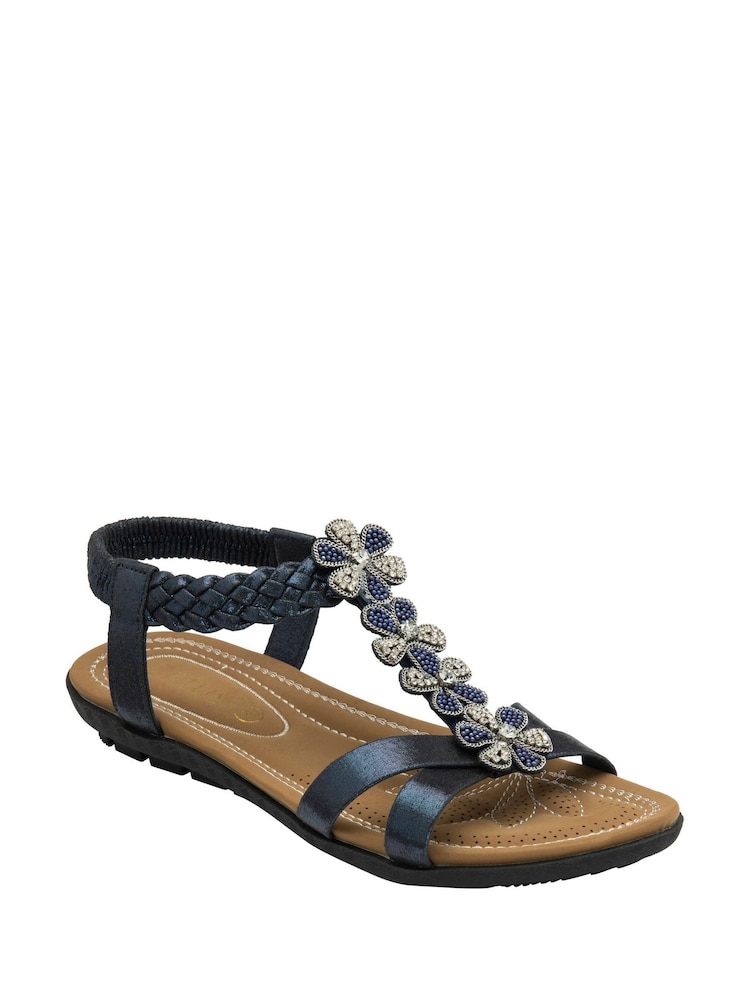 Lotus Blue Flat Slip-On Sandals - Image 1 of 4