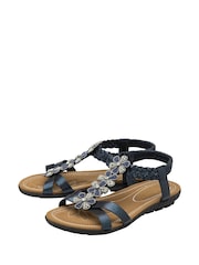 Lotus Blue Flat Slip-On Sandals - Image 2 of 4