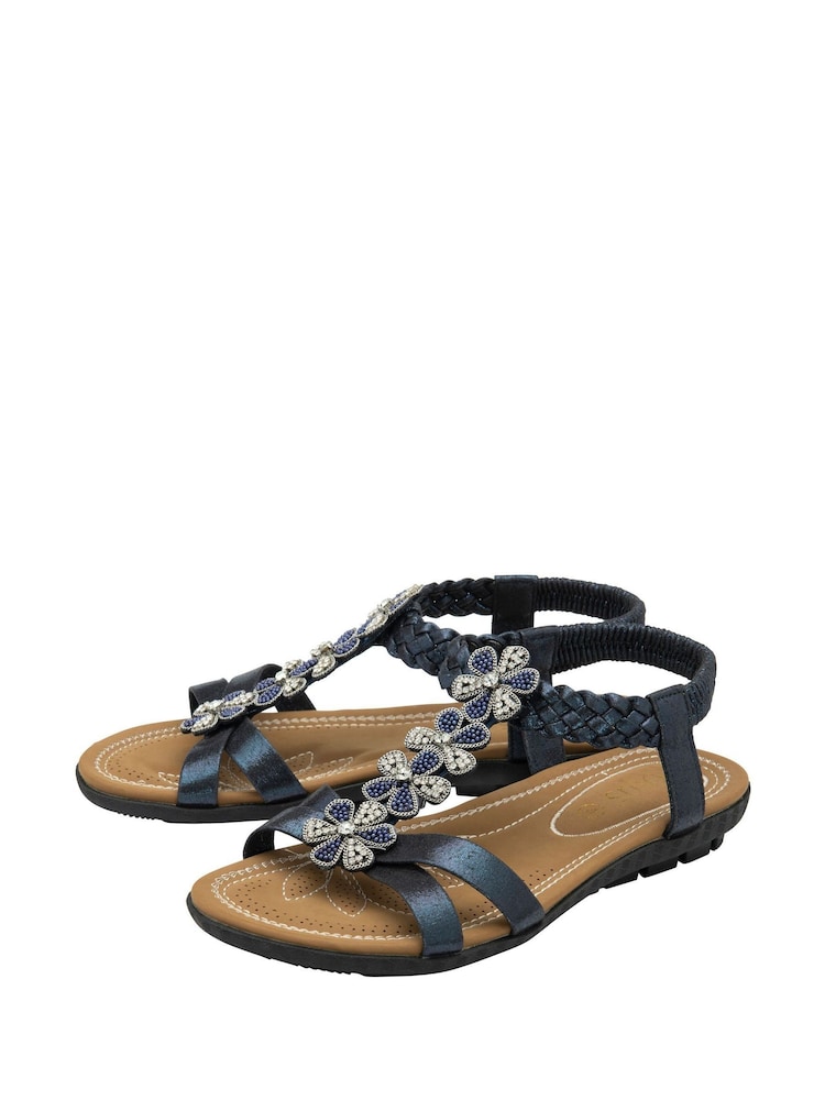 Lotus Blue Flat Slip-On Sandals - Image 2 of 4