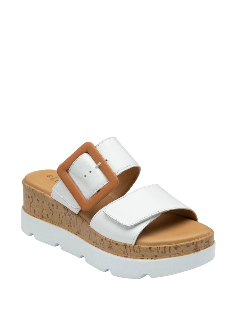 Lotus White Leather Mules Sandals - Image 1 of 4
