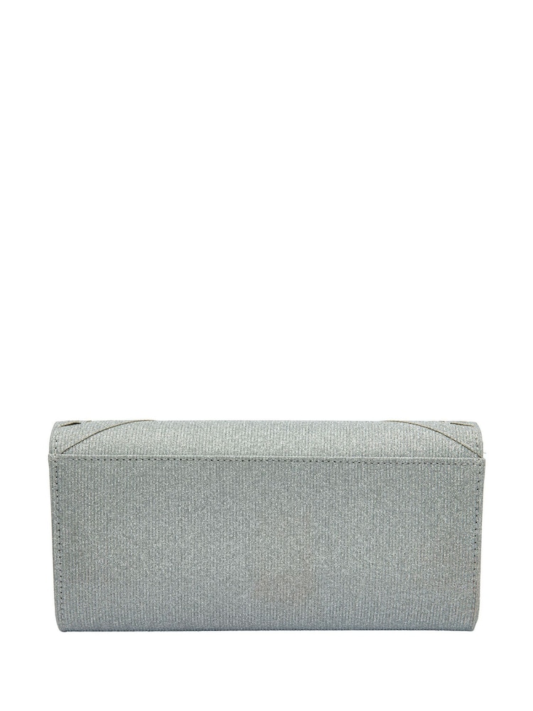 Lotus Silver Clutch Bag with Chain - Image 2 of 4
