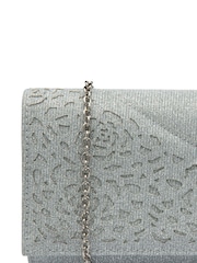 Lotus Silver Clutch Bag with Chain - Image 3 of 4