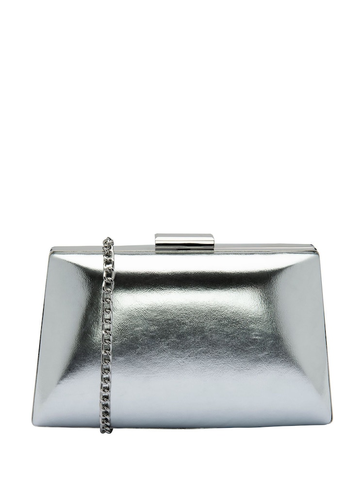 Silber - Lotus Clutch-Tasche mit Kette - Bild 1 von 4