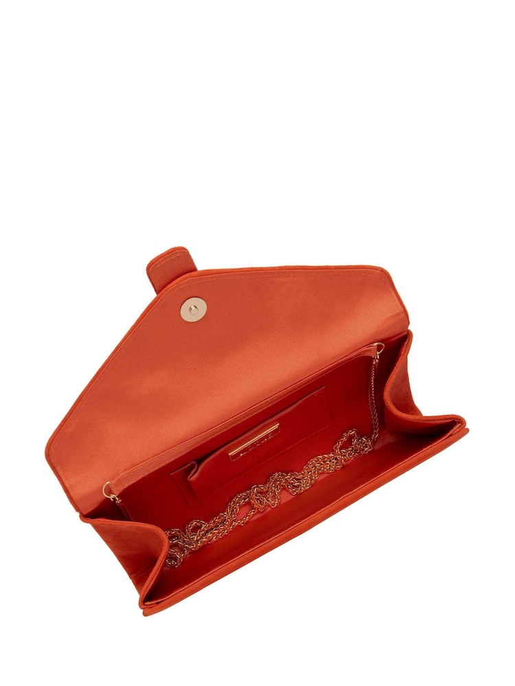 Orange - Lotus Clutch-Tasche mit Kette - Bild 4 von 4