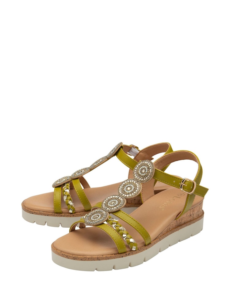 Lotus Green Open Toe Sandals - Image 2 of 4