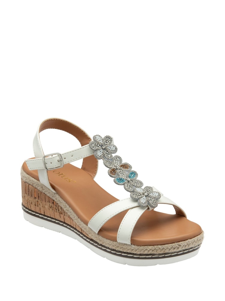 Lotus White Wedge Espadrille Sandals - Image 1 of 4