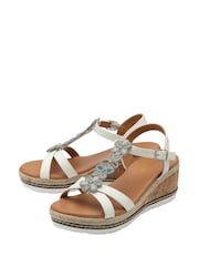 Lotus White Wedge Espadrille Sandals - Image 2 of 4