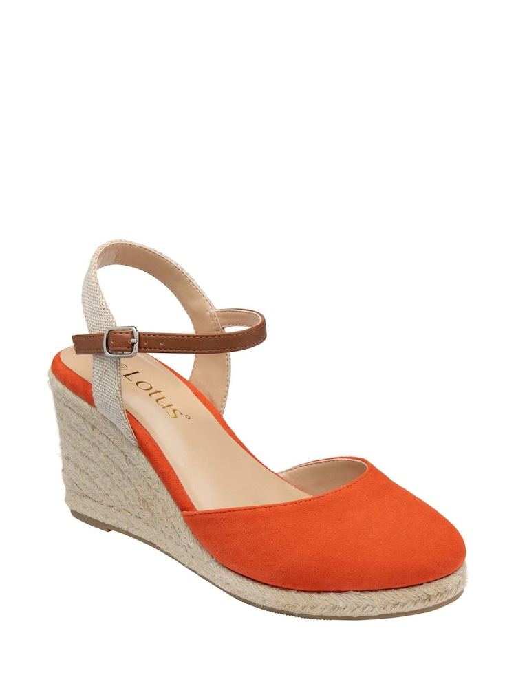 Oranžna - Lotus Espadrile čevlji s polno peto čevlji - Slika 1 iz 4