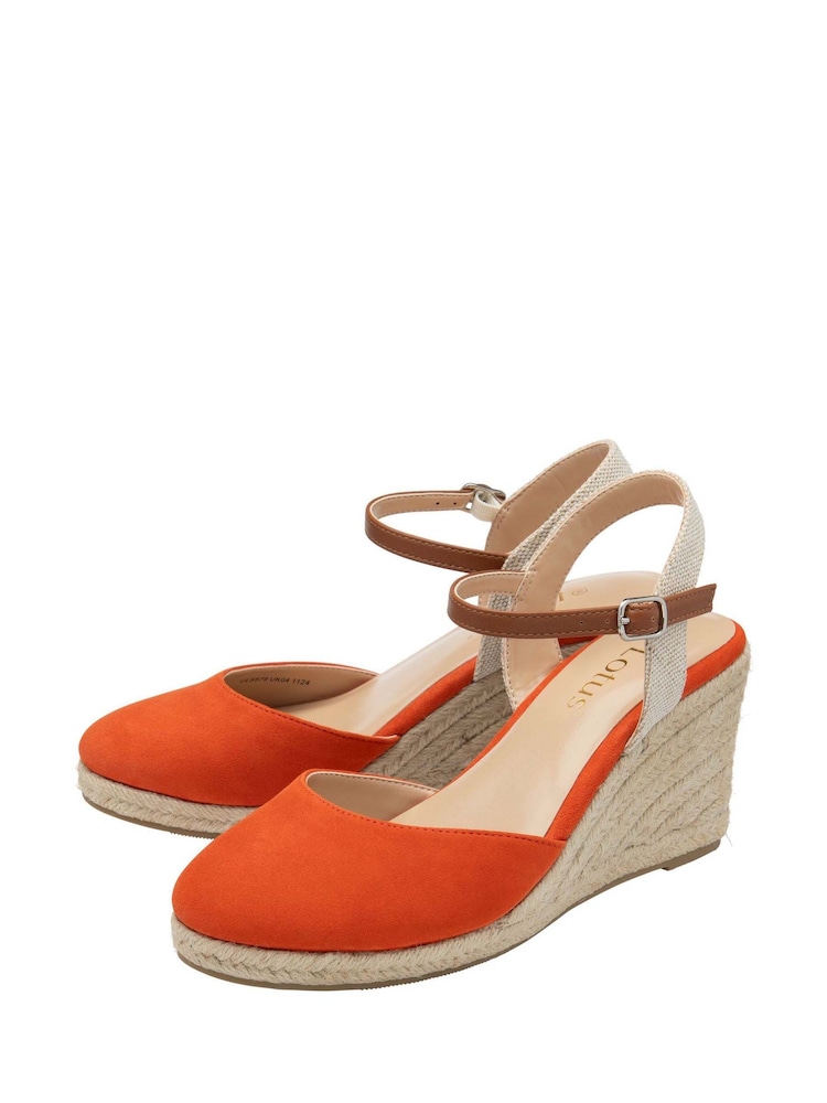 Oranžna - Lotus Espadrile čevlji s polno peto čevlji - Slika 2 iz 4