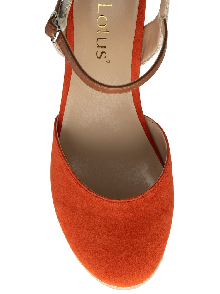 Oranžna - Lotus Espadrile čevlji s polno peto čevlji - Slika 4 iz 4