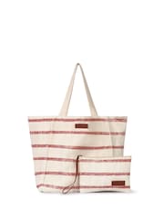 Seaspray Jumbie Stripe Beach White Bag And Purse Set - Image 1 of 3
