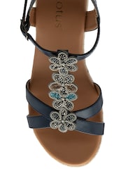 Lotus Blue Open Toe Wedge Sandals - Image 4 of 4