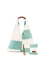 Seaspray Blue Calala Patchwork Beach Bag And Purse Set - Image 1 of 2