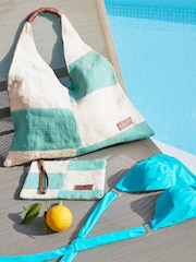 Seaspray Blue Calala Patchwork Beach Bag And Purse Set - Image 2 of 2