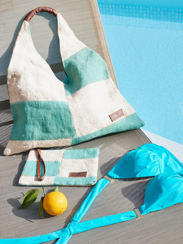 Seaspray Blue Calala Patchwork Beach Bag And Purse Set - Image 2 of 2